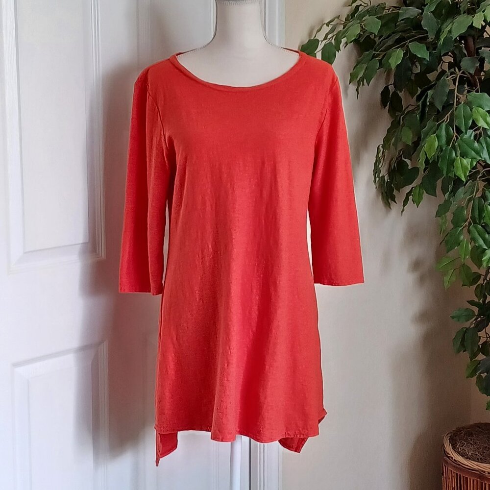 EUC Cut Loose Orange Lagenlook Tunic/Dress Size Large